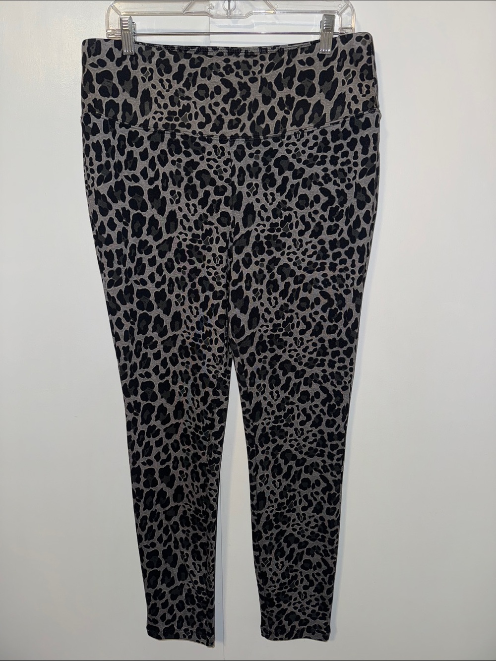 Cato Leopard Print Leggings Pull On Stretch Knit Women’s L Large Gray